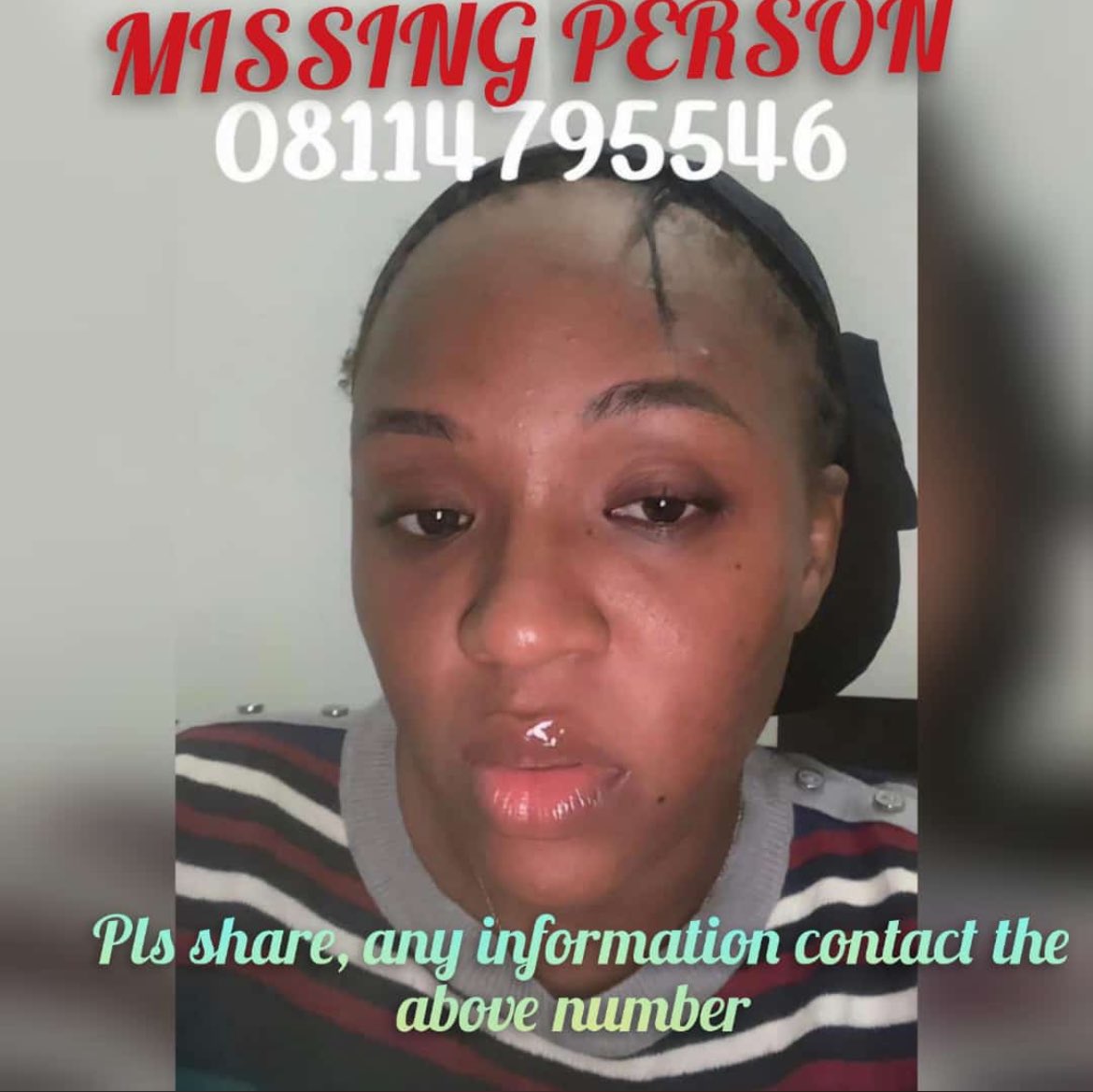 We’re looking for my friend; Her name is Margret Oyibo (Meg Claribel) and she has been missing for two days 

If you have any information about her, please contact the number on the picture or report to the nearest police station. 

Please help retweet 🙏