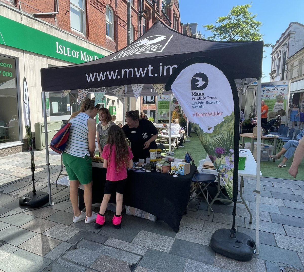 We have a @manxnature stand in Strand Street today for #DouglasBeeDay Thanks to Graham and @DouglasCityC team for inviting us along! #teamwilder #manxnature #wildlifegardening 🐝🇮🇲🐝