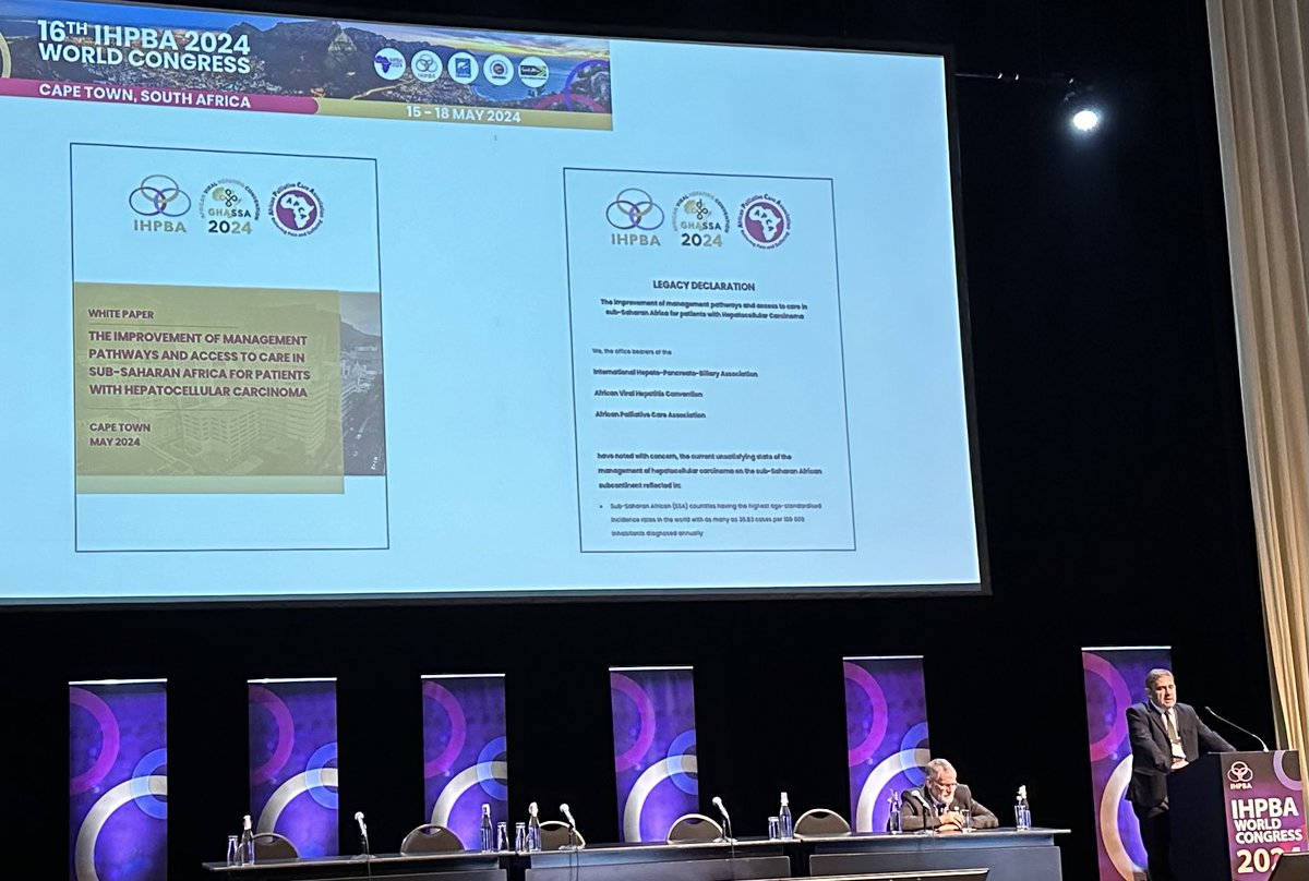 Eduard Jonas with a truly great talk as @IHPBA 2024 world congress general with acknowledgment to the whole LOC from 7 sub Saharan African countries! Also an emergent address to the legacy project of improving the prognosis for #HCC patients in the region