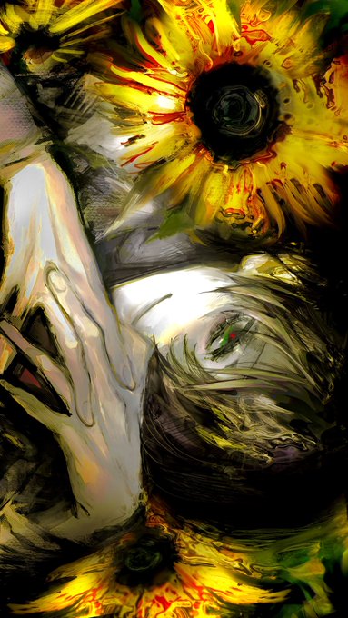 「緑色の眼 向日葵」のTwitter画像/イラスト(新着)