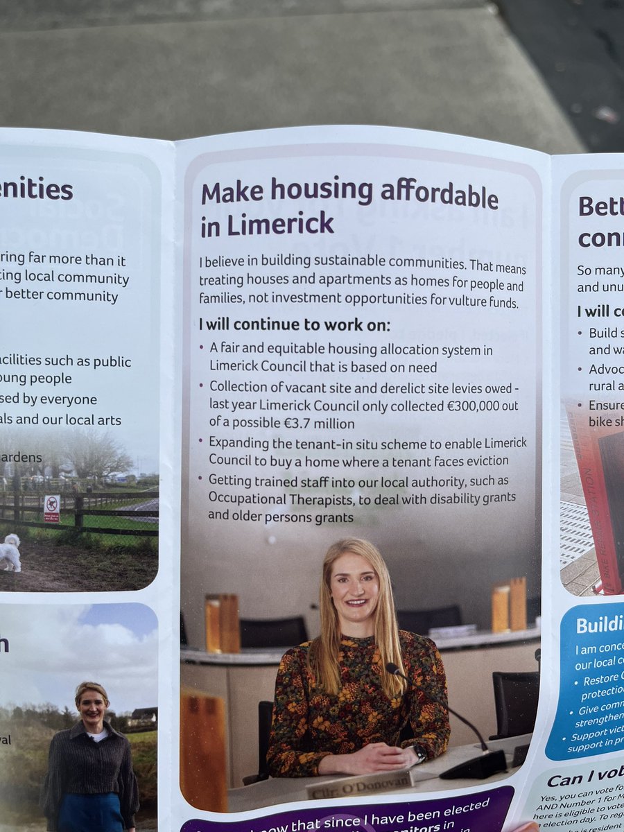 My leaflets are now making their way across Limerick. If you would like one posted to you please let me know ✉️ My housing priorities would transform housing delivery in Limerick. I will never make an election promise to people that I couldn’t follow up or stand over 🏠