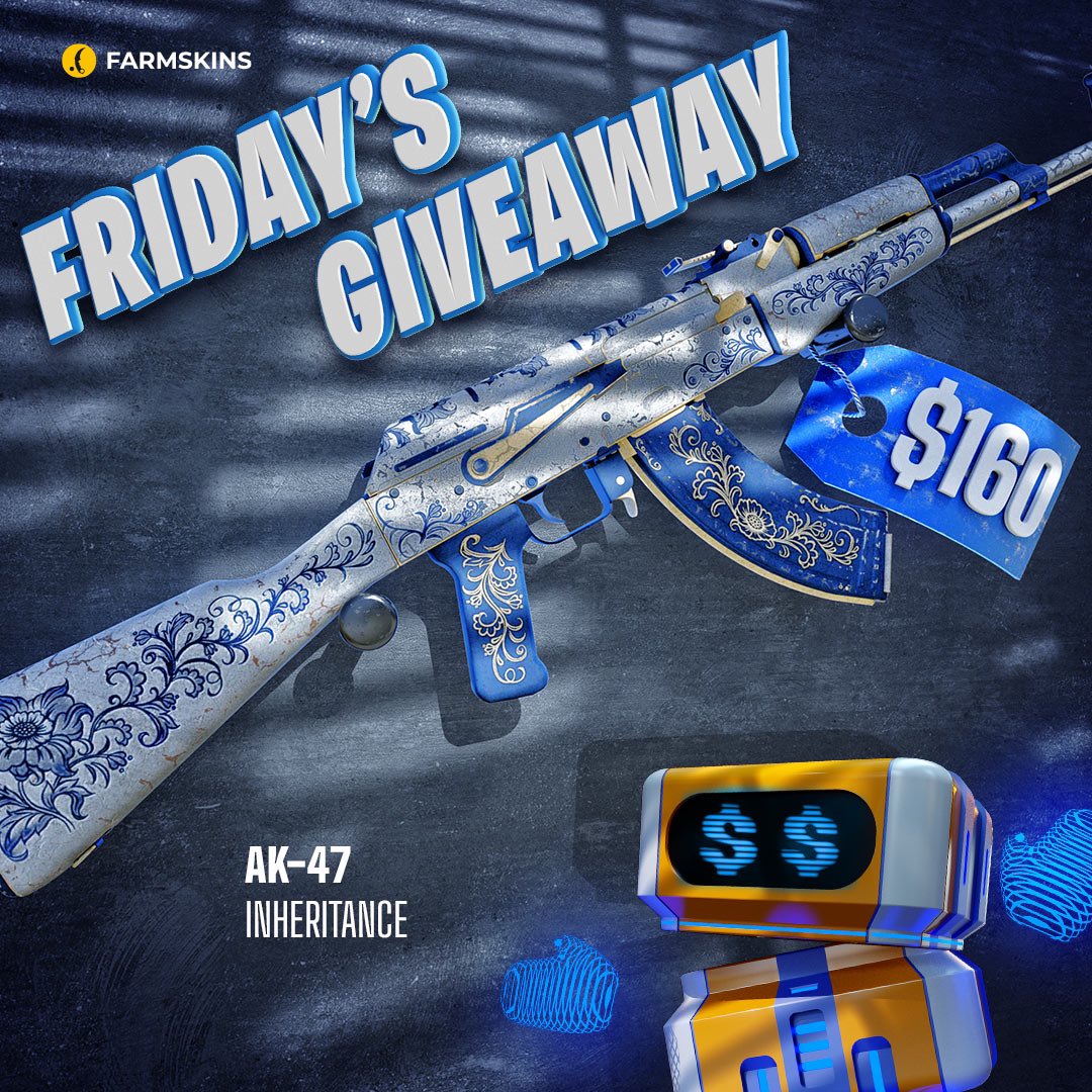 The weekend has started, which means it's time for FRIDAY's GIVEAWAY! 🎉

AK-47 |  Inheritance on the menu today. 🍽️

✅To enter:
1️⃣Follow @farmskins
2️⃣Retweet & Like this post
3️⃣Tag 2 friends and tell us exactly why you should get this AK-47!

📆Ends on Next Friday. Winners will