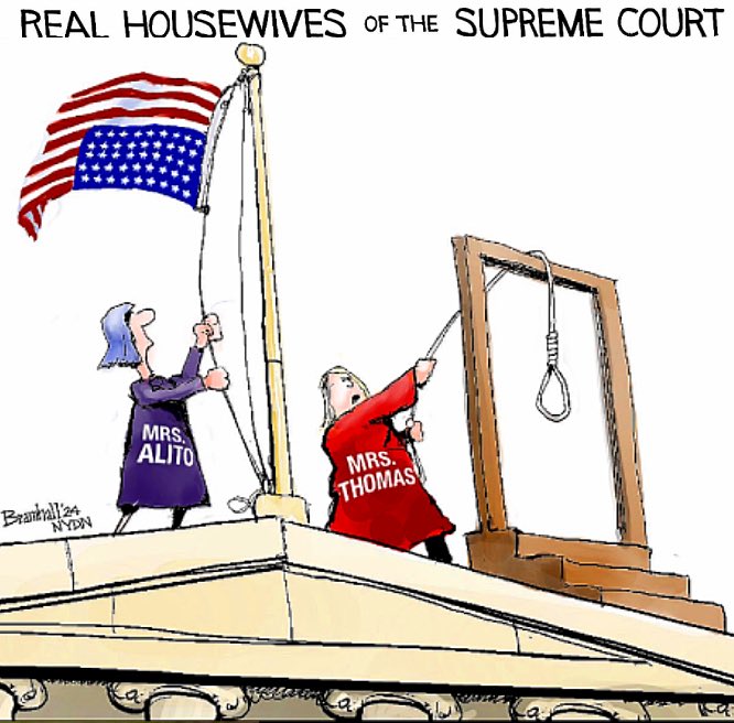 Even the appearance of political influence on members of SCOTUS is reason for recusal. Wives of #Alito and #Thomas are both directly involved in Stop the Steal and the events of January 6. The Roberts Court is compromised, corrupt, and completely out of credibility. #FreshUnity