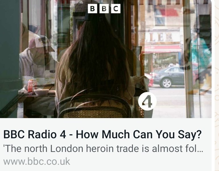 Tice Cin (@ticecin) on Twitter photo How Much Can You Say? On <a href="/BBCRadio4/">BBC Radio 4</a>
I've been working on this documentary for the last 6 months, live on air at 19.10, Sunday 19th May.
Chronicling the tentacles of drugs - mostly heroin - that have stretched on the streets of north London. Speaking with women & young people. How Much Can You Say? On <a href="/BBCRadio4/">BBC Radio 4</a>
I've been working on this documentary for the last 6 months, live on air at 19.10, Sunday 19th May.
Chronicling the tentacles of drugs - mostly heroin - that have stretched on the streets of north London. Speaking with women & young people.