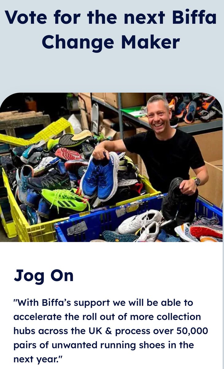 So, we’ve made the final 5!! biffa.co.uk/campaigns/chan…  | we now need your vote. Please take a minute to vote for us.