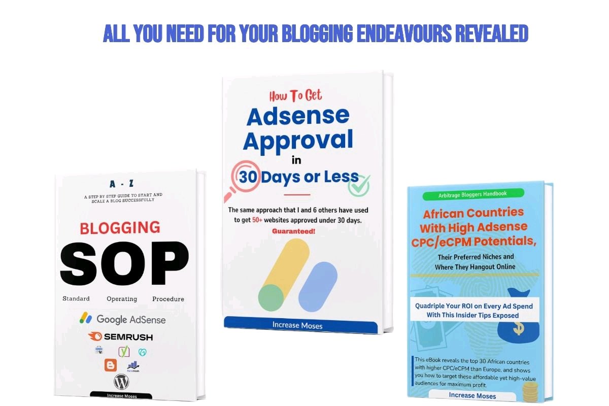 BlogSolutions_'s tweet image. Have you heard about the high cost of blogging courses and Google Adsense accounts? Some courses cost between $320 and $1,300, while verified Adsense accounts can cost $800 to $1,300.

A blogger and WordPress developer, Increase, has written ebooks to share knowledge on blogging,