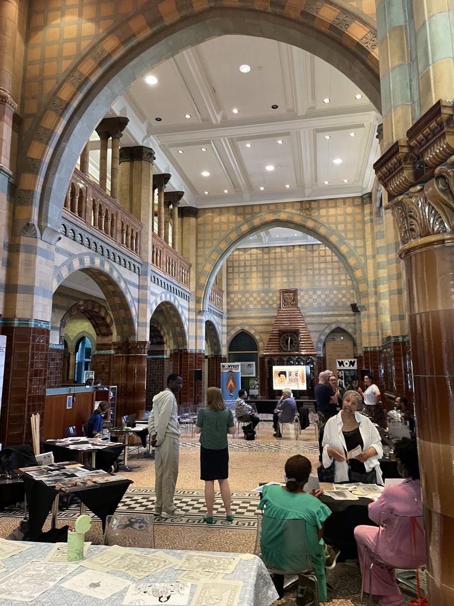 We’re hosting @wowfest for a Creative Heritage Day at the wonderful @VictoriaGallery. A cooling environment for conversation and discussion on an increasingly hot day, with great exhibitions upstairs.