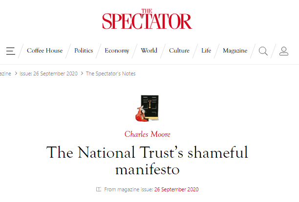 Four days later, the Eton-educated trustee of the climate-sceptic GWPF, former Chair of the right-wing Policy Exchange, & former editor of The Daily & Sunday Telegraph & The Spectator, Charles Moore, followed up with this infantile attack on the 'woke' NT: desmog.com/charles-moore/