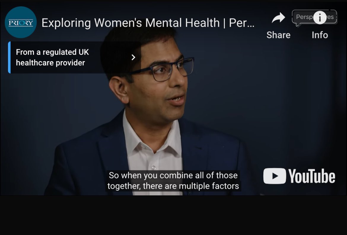 Really powerful discussion, raising awareness about women’s mental health considering biological, psychological and social factors, well done @drshah73 @PrioryGroup @rcpsych youtu.be/5X0HwYgXHO0?si…