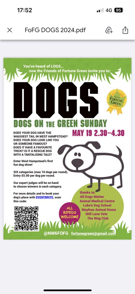 Woof, woof - dogs of #NWLondon - tomorrow is all about you. Head over to Fortune Green to display your looks, talents &amp; heart-warming stories at <a href="/NW6FOFG/">Fortune Green NW6</a>'s canine event of the year. <a href="/whampsteadpooch/">@DogsofWestHampstead🐕</a> <a href="/WestHampSocial/">West Hampstead Social Stuff</a> <a href="/NW6Community/">West Hampstead</a> <a href="/LifeInKilburn/">Life In Kilburn</a> @Pramstead