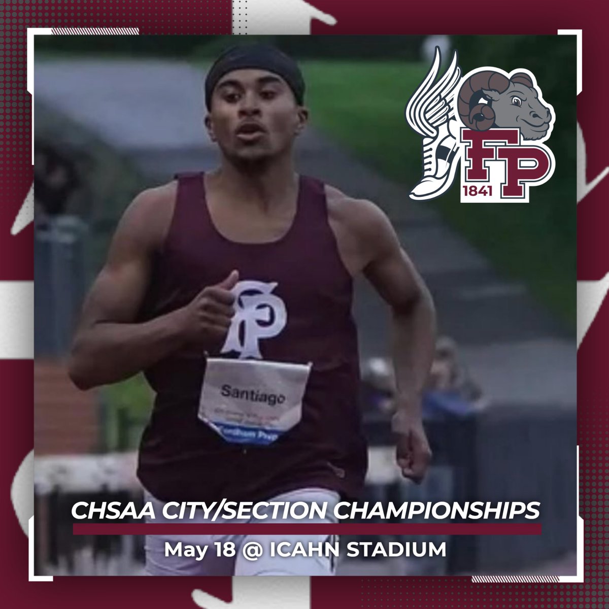 It’s Meet Day! Good Luck to our @fptrack and @fpthrows programs at today’s CHSAA City/Sectional Championships. The Rams will be competing at the @icahnstadiumnyc Go Rams! 🐏🏃 #AMDG #GoRams #HomeOfChampions