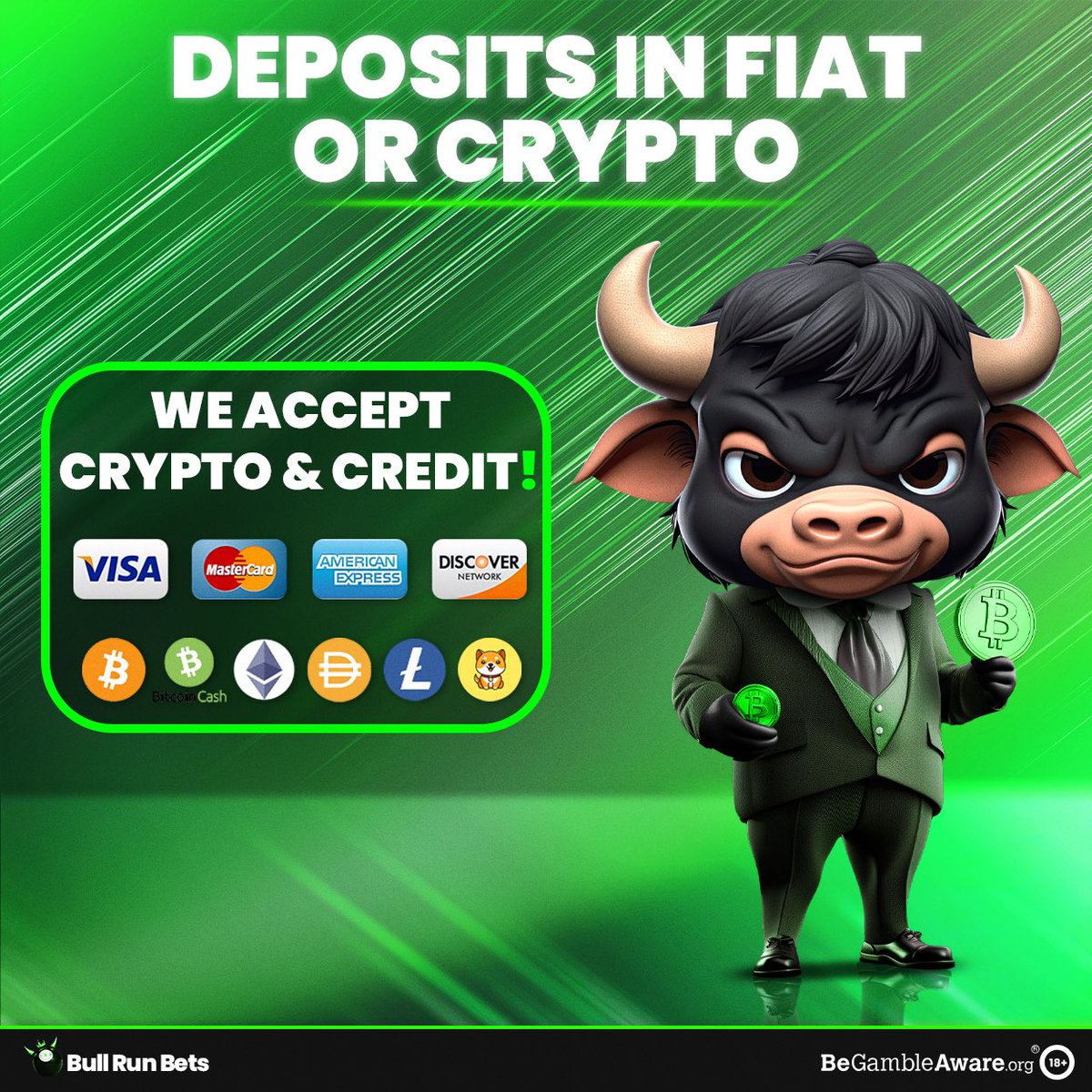 💳💰 Exciting news! Bull Run Bets now accepts both fiat and crypto payments, including Visa and Mastercard! 

🚀 Whether you prefer traditional currency or cutting-edge cryptocurrencies, we've got you covered. 

Join us today and experience seamless transactions! 

#BullRunBets