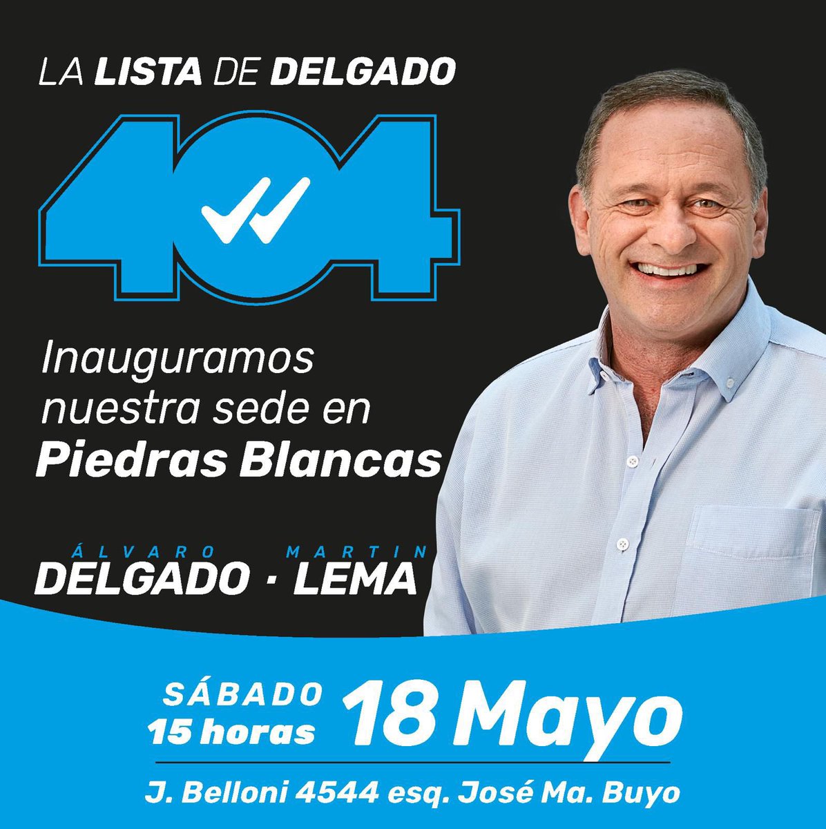 Hoy a las 15hs, inauguramos sede en Piedras Blancas, te esperamos!!! #404LaListaDeDelgado #404FuerzaDeEquipo #UruguayParaAdelante @AireFresco_404 @Aire__Fresco @nuevaslanzas