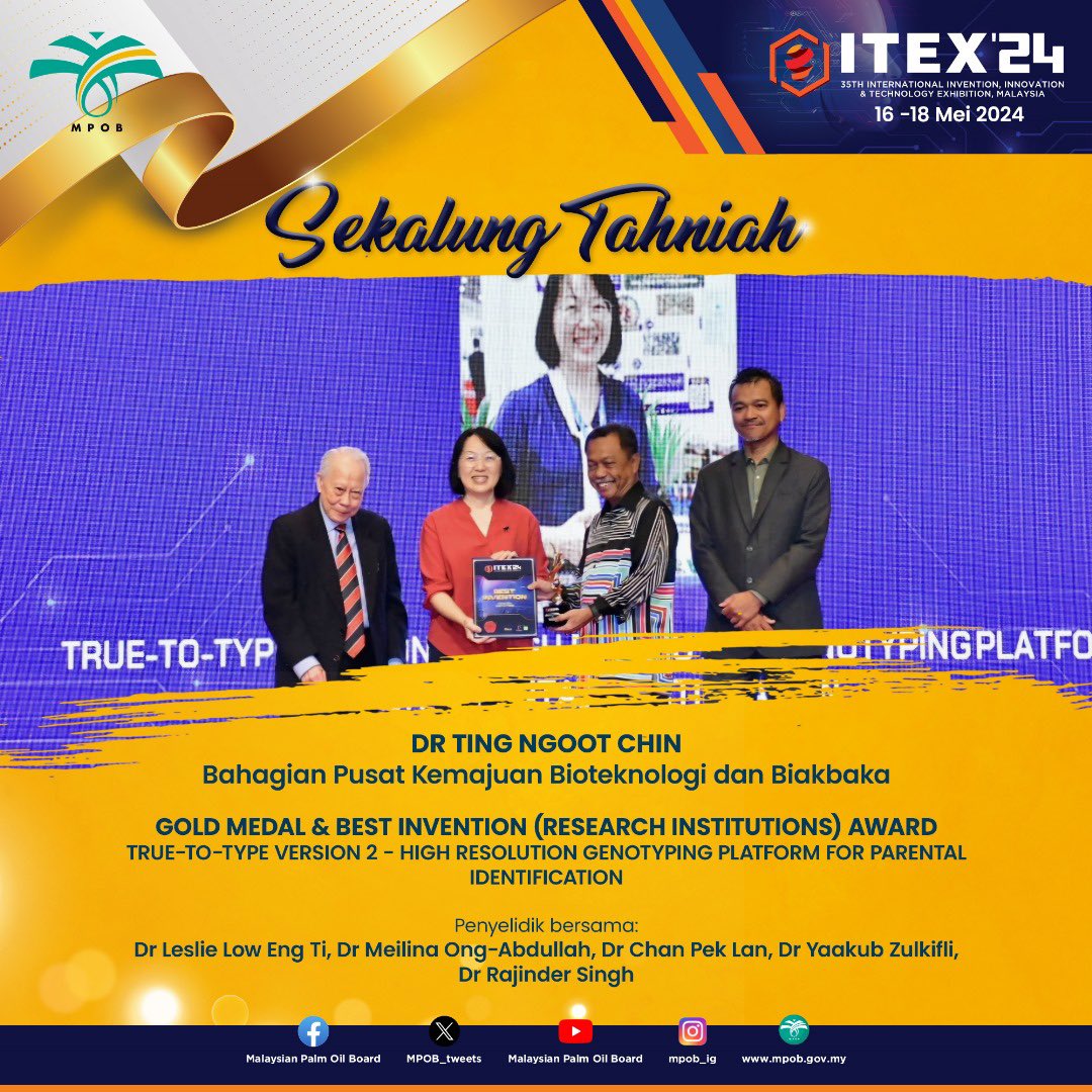 ITEX 2024 : PENYERTAAN MPOB BERI TUAH, BAWA PULANG 3 EMAS- TEKNOLOGI DINOBAT ASIAN INVENTION EXCELLENCE AWARD, BEST INVENTION (RESEARCH INSTITUTIONS), BEST GREEN INVENTION AWARD 👏👏 🥳