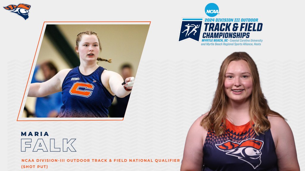 Congratulations to Junior Maria Falk on qualifying for next weekend's @NCAADIII Outdoor Nationals in Myrtle Beach, S.C. This marks Falk's third trip to Nationals and second for Outdoor. She will compete in the prelims and Finals of the Shot Put on Friday at 4 pm #GoodLuck #GoPios