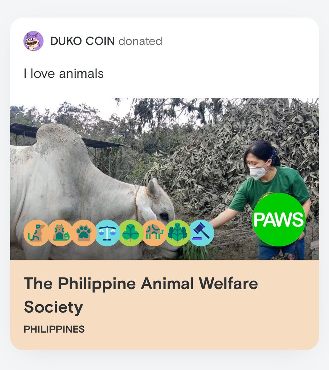 $DUKO just donated to The Philippine Animal Welfare Society. every.org/@dukocoin/paws… 📝 Proof: solscan.io/tx/fwUh6PkyWzX…