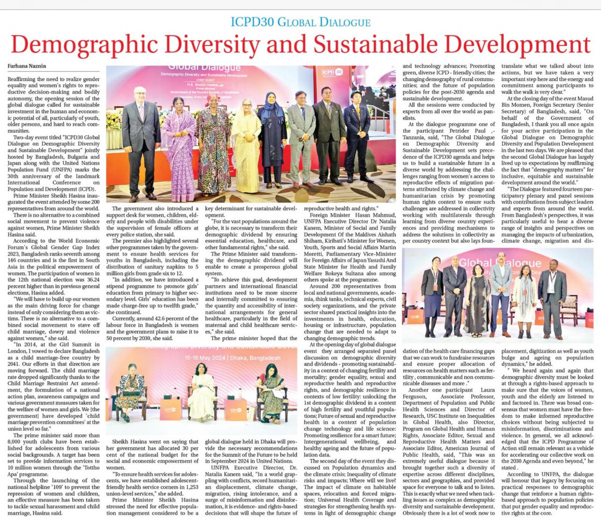 Featured in the Daily Observer Newspaper 🗞️ #Bangladesh along side key overview of the #ICPD30 Demographic Diversity and Sustainable Development. Read full story here ⤵️ observerbd.com/news.php?id=47…