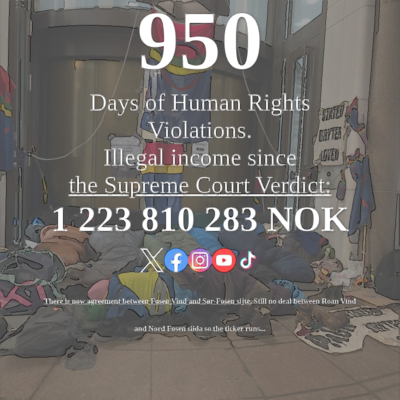 950 days and counting!
Indigenous rights must be at the forefront of renewable energy development. #Fosen #IndigenousRightsFirst #JusticeOverMoney
bit.ly/spcfosen
bit.ly/fosenticker