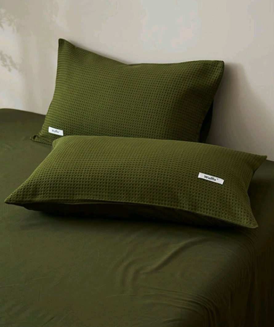 Waffle bedsheet set in olive green🙈💚