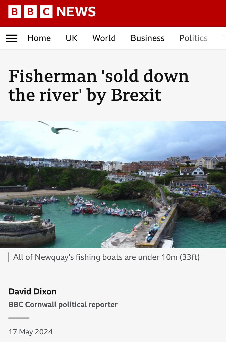 🐠 Cornish fisherman who voted for Brexit said the fleet had been 'sold down the river' because foreign boats were still fishing near the coast.

🐟 Former director of NUTFA, which disbanded last month, said foreign-owned boats just 'scoop up all the fish' in the area six to 12