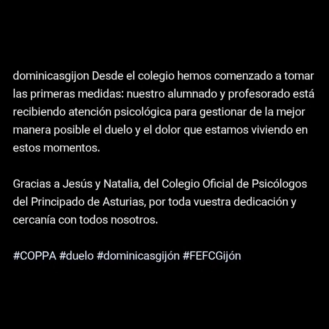 Desde el Grupo de Intervención Psicológica en Emergencias y Catástrofes del Colegio Oficial de Psicología de Asturias, hemos acompañado al profesorado y alumnado del Colegio Dominicas de Gijón en un momento muy difícil para toda la comunidad educativa.
#psicologiadeemergencias