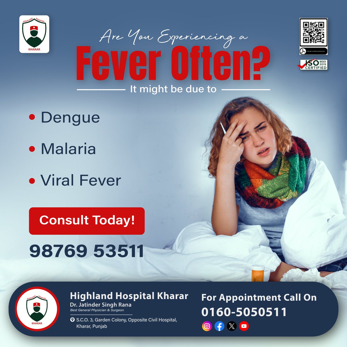 #Summer is here, but so is the #risk of #fever! At #HighlandHospitalKharar, we're shedding light on the #reasons behind summer fevers. Stay informed, stay #healthy!
.
#StayInformed #StayHealthy #SummerHealthTips #BeatTheHeat #Kharar #Mohali #DrJatinderSingh #Besthospital