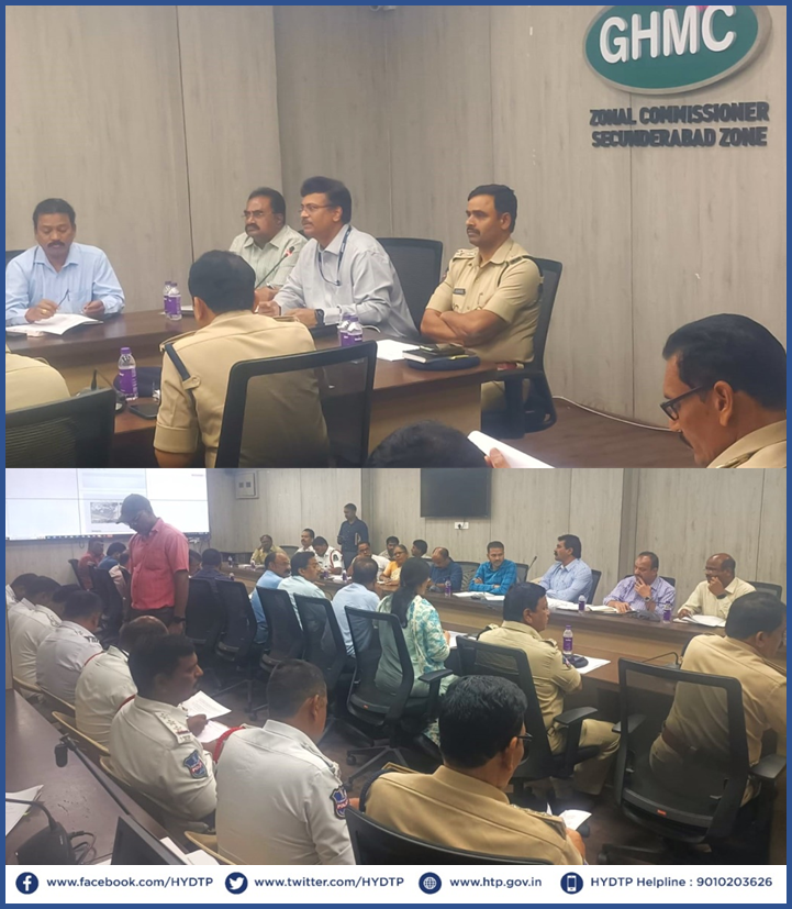 #HYDTPinfo
Sri Subba Rayudu, IPS., DCP Tr-I attended the convergence meeting conducted by @ZC_Secunderabad and discussed on the preparedness of up coming #MonsoonSeason.
Sri Ranga Rao, ADCP Tr-I and other @HYDTP & @GHMCOnline official participated.
@AddlCPTrfHyd
