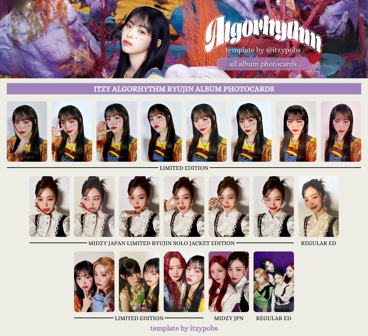 🪸 ITZY ALGORHYTHM 있지 포카 all album photocards member templates
