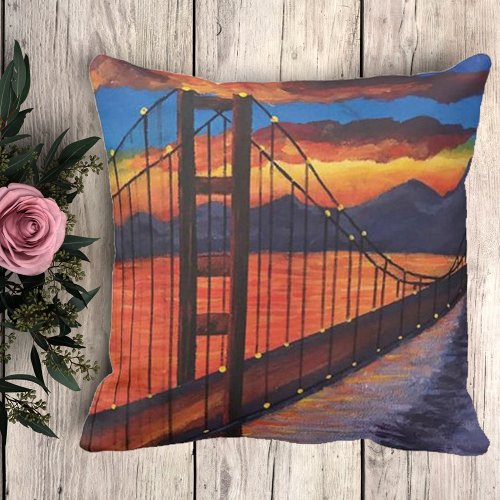 Golden Gate Bridge Acrylic Painting Throw Pillow zazzle.com/golden_gate_br… via @zazzle