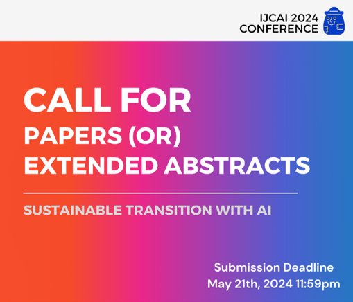 🚨 Deadline Alert! 🚨 Submit your paper to the STAI Workshop at IJCAI 2024! 🗓️ Deadline: May 21, 2024, 11:59 p.m. 📅 Workshop Date: Aug 5, 2024 (KST) 🌐 More Information: stai.jeju.ai 📄 Submission: openreview.net/group?id=ijcai… #AI #Sustainability #IJCAI2024
