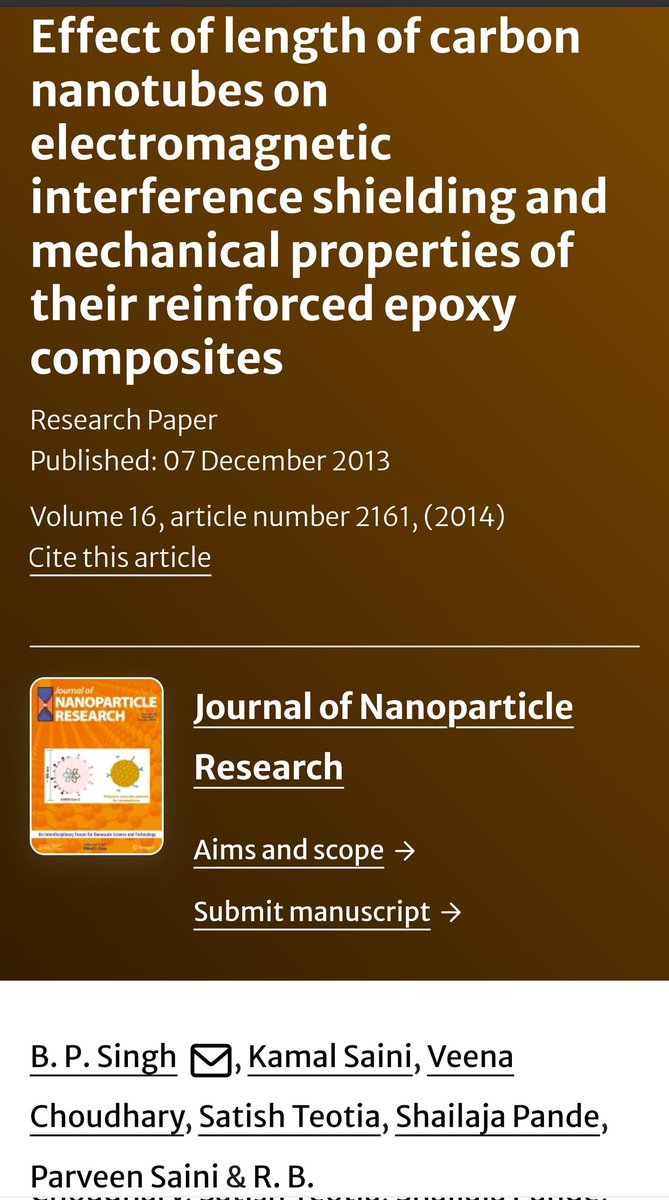 I also have a research paper with my name as lead authors. I started my career as a Nanotechnologist. I worked at the National  physical laboratory  10 years back and my field of research was primarily carbon nanotubes and graphene based epoxy composites to enhance the