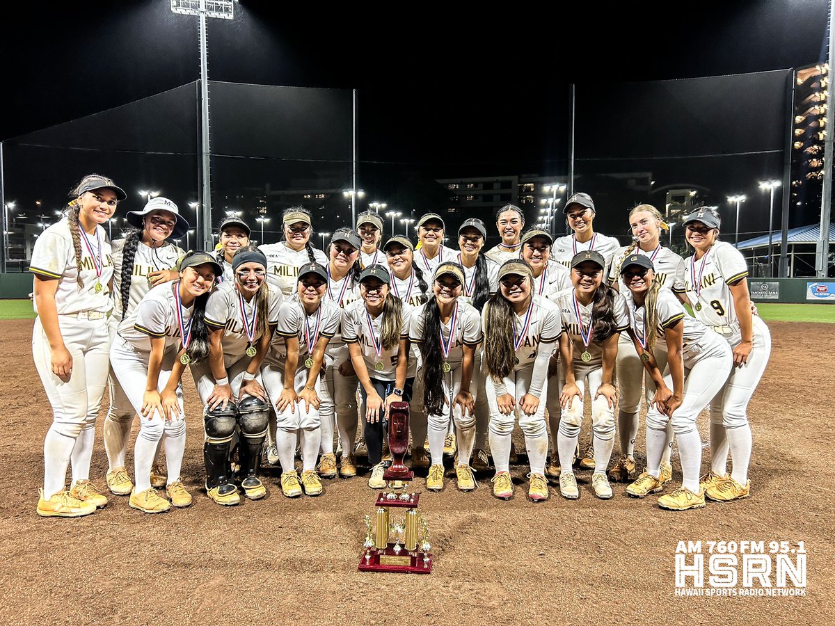 Congratulations to Mililani for winning the 2024 DataHouse/@HHSAAsports DI Softball Championship! The Trojans defeated KS-Kapālama, 14-1, in five innings to win their first state softball title since 2014. @OIASports x @HIsportsradio