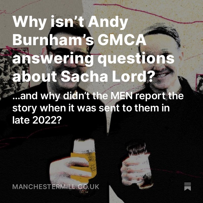 🚨 Sacha Lord, the most high-profile advisor to Andy Burnham, is threatening to sue The Mill. Lord's lawyers have demanded we remove our story by Tuesday. We have refused. Read the latest - and please support us as a member. We might need it. manchestermill.co.uk/p/why-isnt-and…