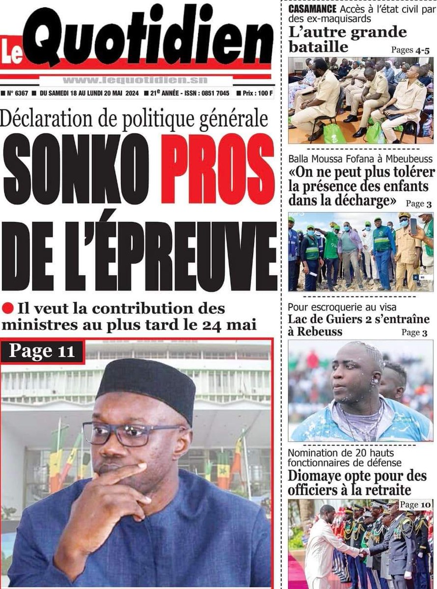 #Sénégal,#EnquêteSn,#LibérationSn,#LeQuotidienSn ,#LaTribuneSn