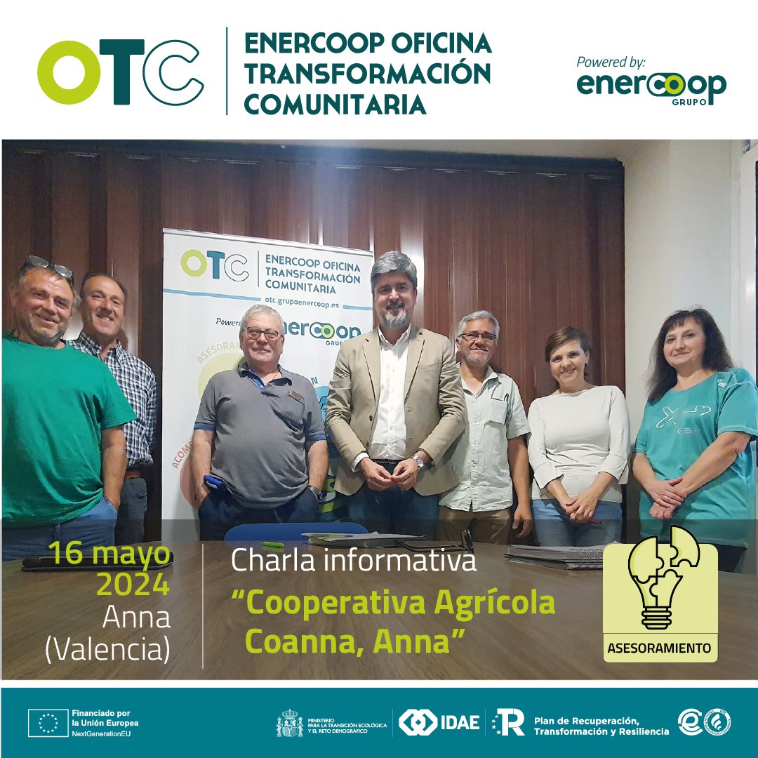 👉 La #OTCEnercoop y la #OTC @Coarval visitan #Anna (Valencia) para exponer ante la cooperativa agrícola #COANNA las ventajas de las #comunidadesenergéticas ☀️🔌🏠.

ℹ ¿Eres una #ayuntamiento? ¿Eres una #cooperativa? ¿Eres una #asociación?¿Te ayudamos?