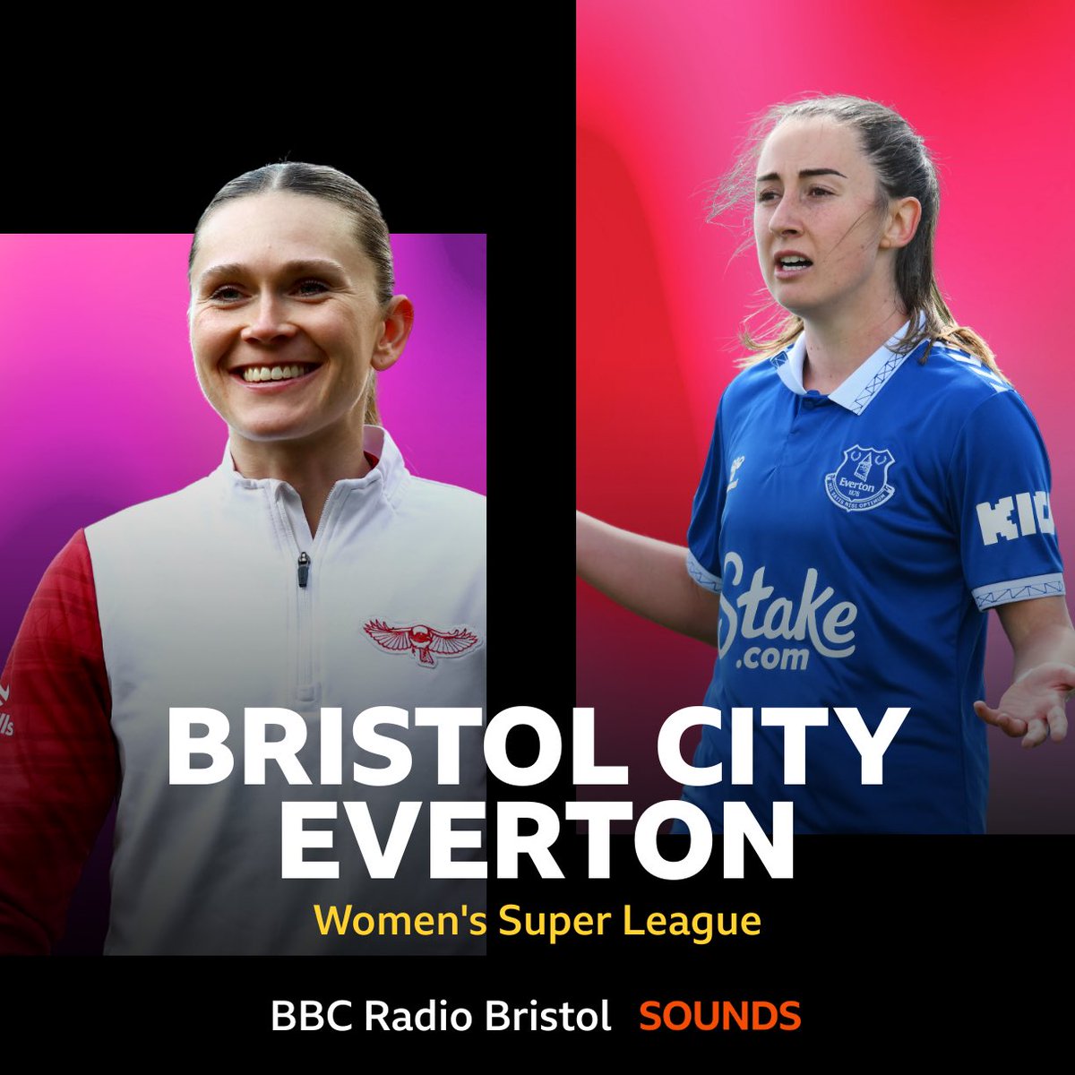 ⚽️ Bristol City Women 🆚 Everton Women <a href="/BarclaysWSL/">Barclays Women's Super League</a> 

🎙️ Build up &amp; commentary from 2pm with Ed Hadwin &amp; Frankie Brown

📻 <a href="/BBCRB/">BBC Radio Bristol</a> 94.9FM
💻📱<a href="/BBCSport/">BBC Sport</a> website &amp; app
