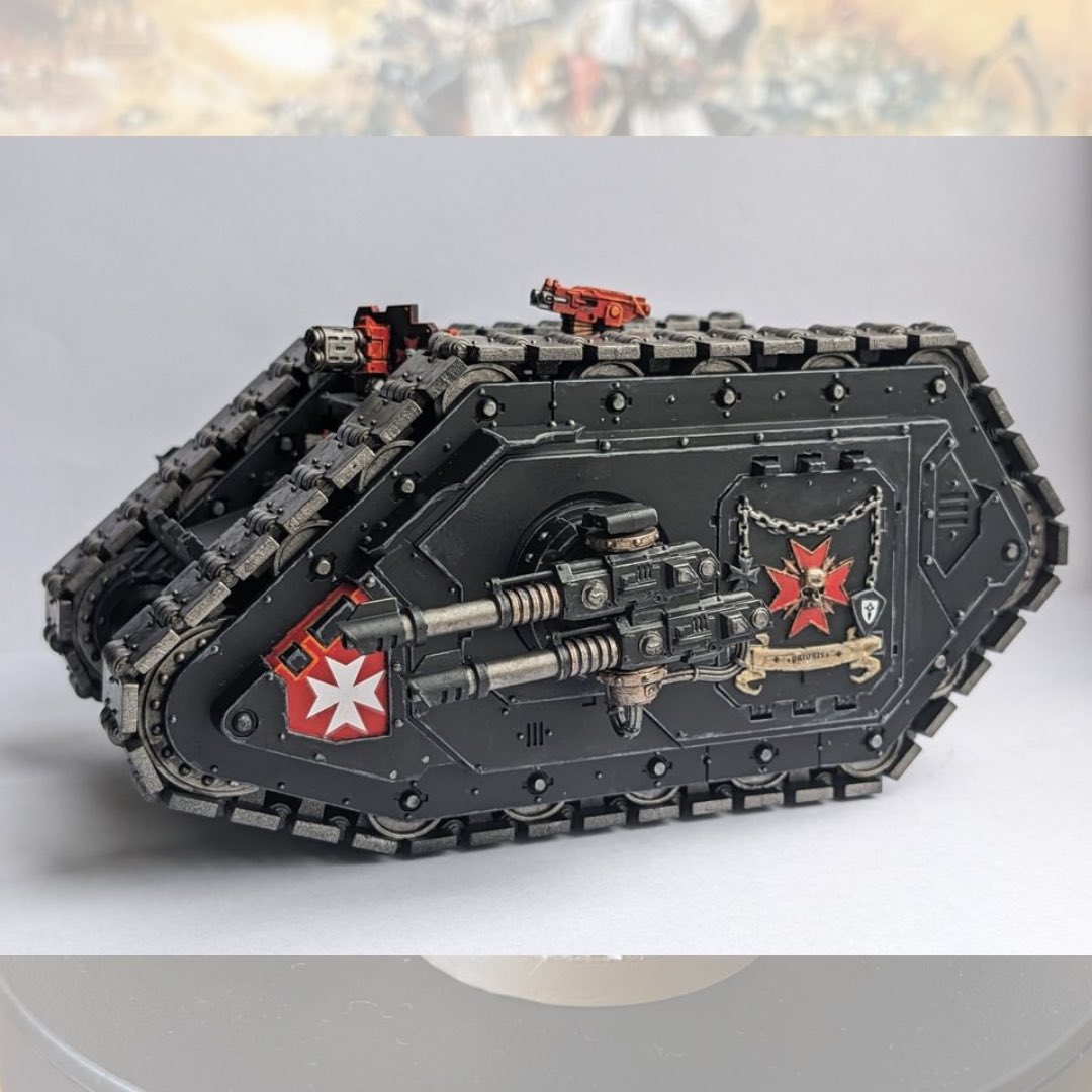 Here is Stephen Hoy’s #landraiderproteus for our #june24btbannercompetition #bttanks Clearly an honoured relic from the vaults of #theeternalcrusader itself #blacktemplar #blacktemplars #blacktemplars40k #blacktemplar_40k #spacemarines40k #warhammercommunity