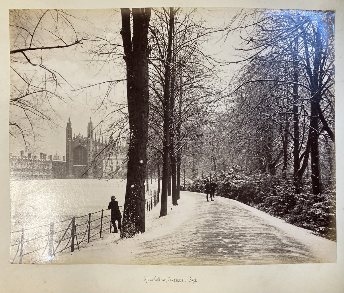 A snowy @Kings_College. From an album belonging to the schoolmaster and entomologist Edward Meyrick (1854-1938), friend and moth-hunting companion of @theUL Librarian Francis Jenkinson when they were students at @TrinCollCam in the 1870s.