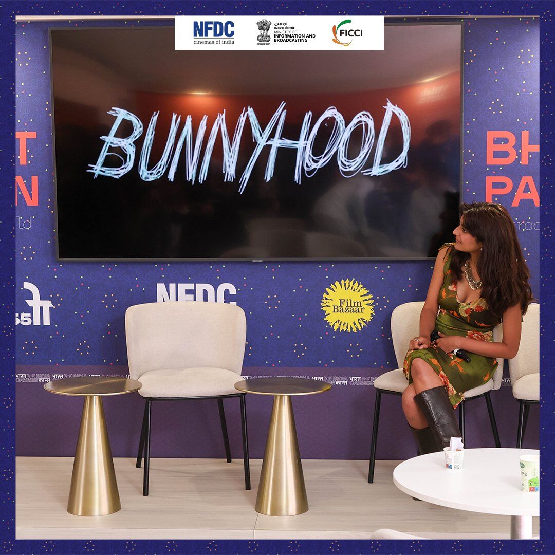 At the Bharat Pavilion, today, the highly anticipated trailer of 'Bunnyhood' was unveiled, directed by the talented Ms. Mansi Maheshwari. #BharatAtCannes #CreateInBharat #BharatPaviion #Cannes2024