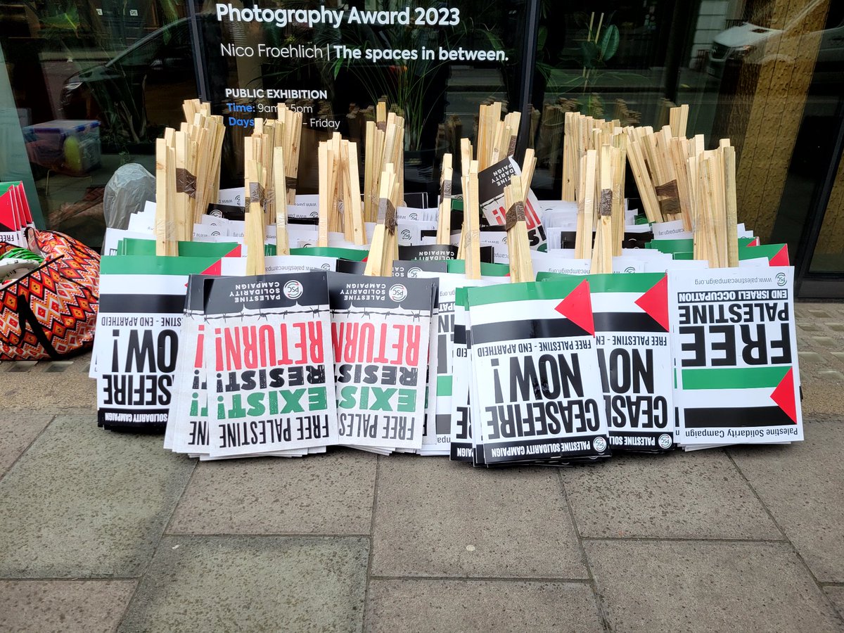 Ready to march again. Join us. 12 noon. Mortimer St, nr the BBC.#Nakba76 #EndtheGenocide