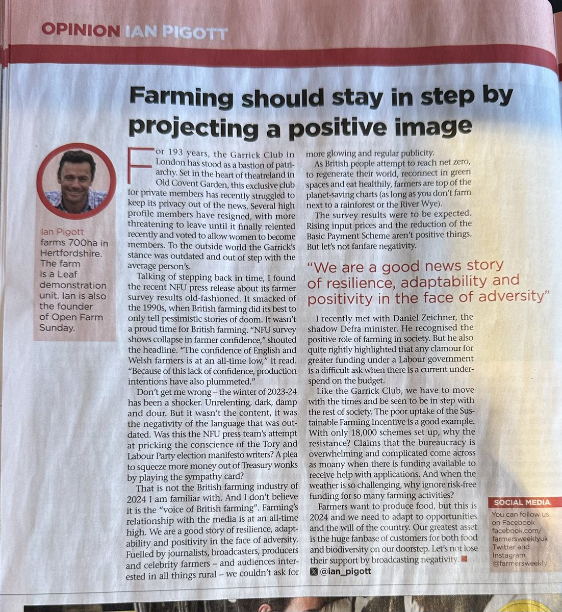 Really good opinion piece @ian_pigott in this week’s @FarmersWeekly “Farmers want to produce food but this is 2024 & we need to adapt to opportunities & the will of the country” If we want an increased budget we need to demonstrate the value of all the public goods we can provide