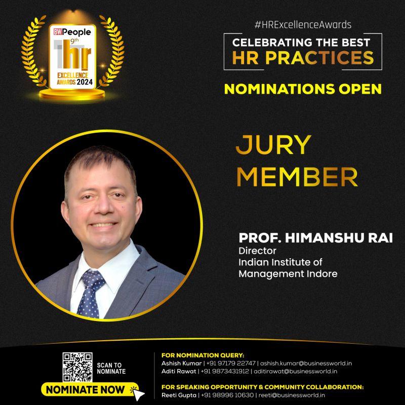 Join us at the 9th Edition of the BW People HR Excellence Awards – the epicenter of HR innovation! Meet our esteemed jury member, Prof. Himanshu Rai, Director, @IIM_I Indore. With deep expertise and passion, he will help identify top individuals,