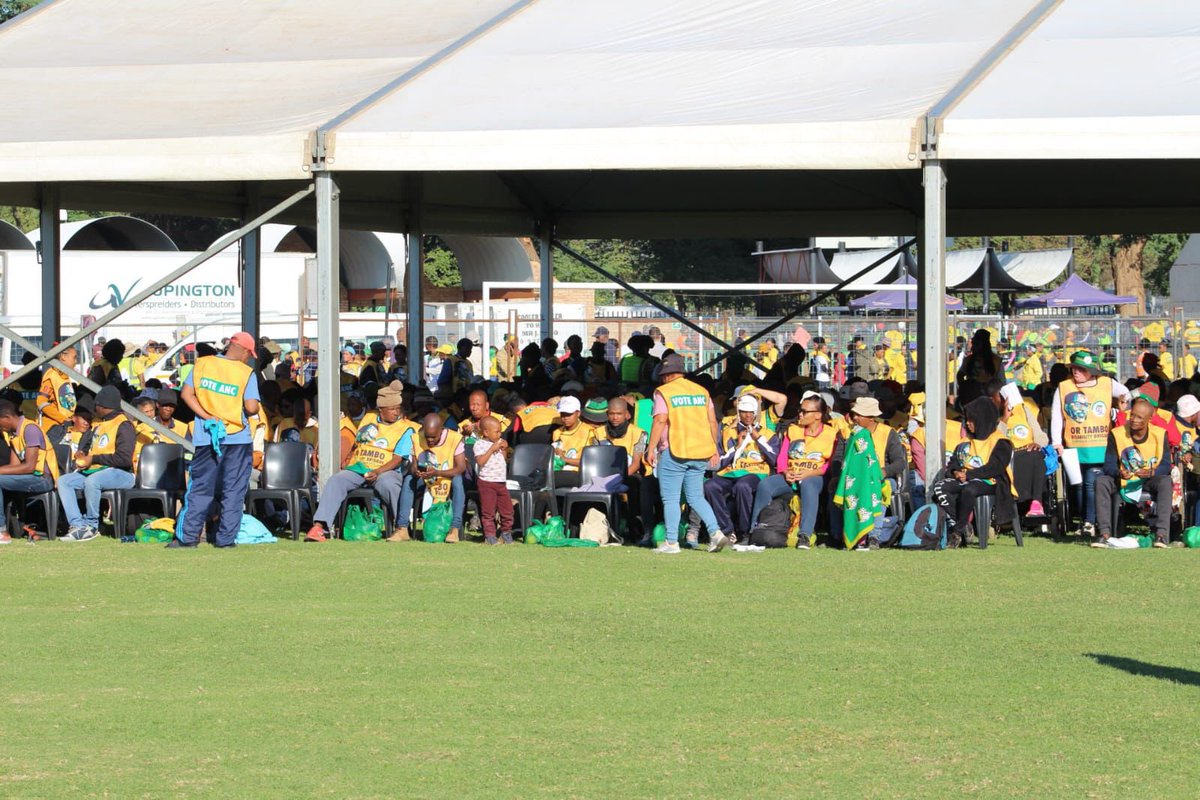 SIYANQOBA RALLY Thousands of ANC Supporters are making their way into the Mxolisi Dicky Jacobs Stadium to attend the Siyanqoba Rally. The ANC remains the People’s Choice🖤💚💛 #LetsDoMoreTogether #VoteANC2024 #SiyanqobaRally