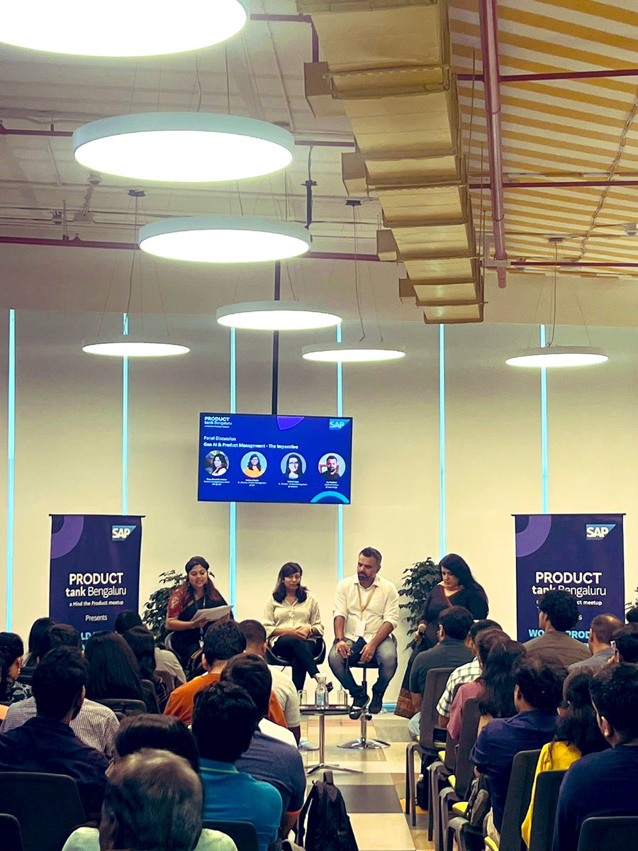 #ProductTank

An engaging panel on ‘Gen AI &amp; Product Management - The Imperative’. Panelists from SAP, Walmart and HyperVerge deliberating on the evolving significance of #GenAI and how #ProductManagement needs to take the lead to enable deeper adoption of Gen AI into products.