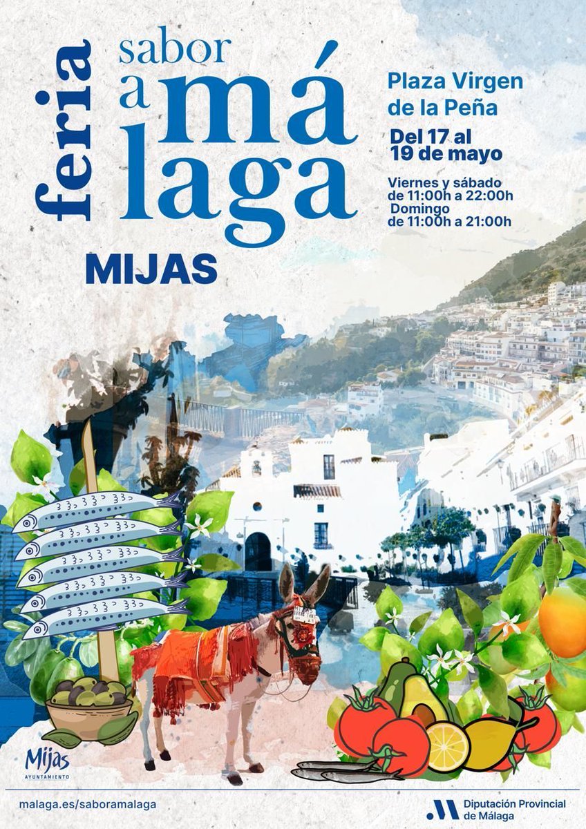 🍷🧀Feria @SaboraMalaga #Mijas.

📌Te esperamos en la plaza Virgen de la Peña.

➡Hoy sábado 18 de mayo de 11:00 a 22:00 h y mañana domingo de 11:00 a 21:00. 

#Gastronomía #Feria #SaborAMálaga