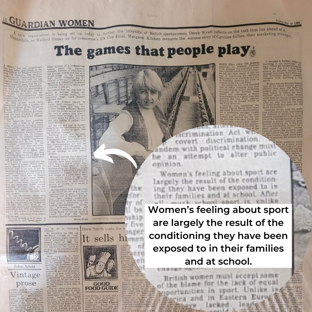 On this day in 1984... Women in Sport was born🎉 Thank you to everyone who has been involved in our journey, from 1984 right through to today and beyond. Here is an article from May 18th 1984 in the Guardian, all about the inception of our charity⤵️