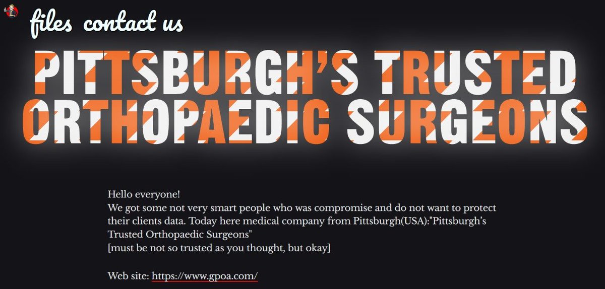 Donut #ransomware group has added Greater Pittsburgh Orthopaedic Associates (gpoa.com) to their victim list. #USA #Donut #darkweb #databreach #cyberattack