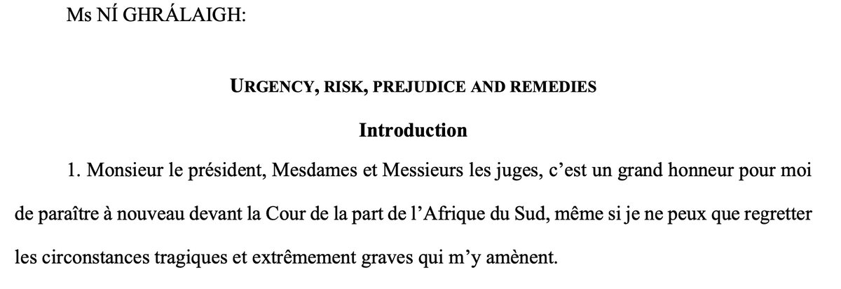 Now that the minutes are available, it is worth having a closer look at South Africa's argument that the @CIJ_ICJ should order Israel to cease its military operations in Gaza, as argued brilliantly by the formidable Irish lawyer, Blinne Ní Ghrálaigh KC: