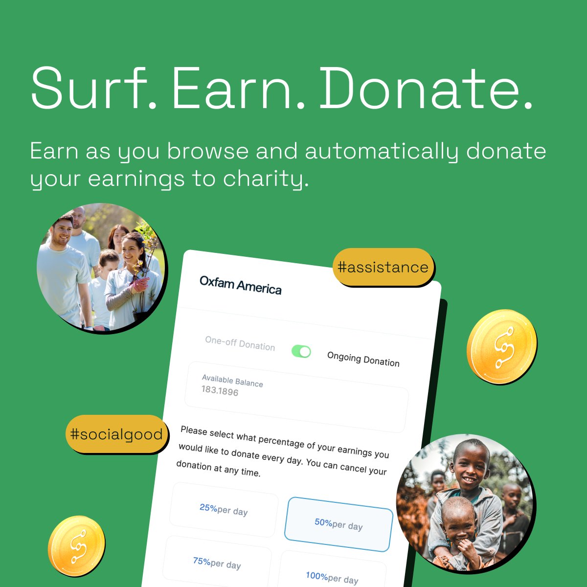 Set up ongoing donations with Swash's #DataforGood feature and do good on autopilot! 

Your contributions can make a big impact, so do your part and set up your first donation today 

swashapp.io/solutions/dona…