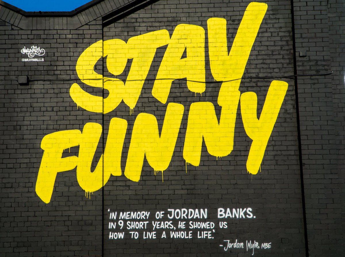 'STAY FUNNY' a great tribute mural to young Jordan Banks from amazing artists, Murwalls #Blackpool #tribute #stayfunny #murwalls #artists